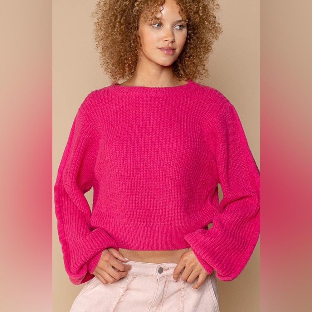 🆕 POL - Sample - Ballon Sleeves Knit Sweater - 3 Colors - Wool Blend - NIB